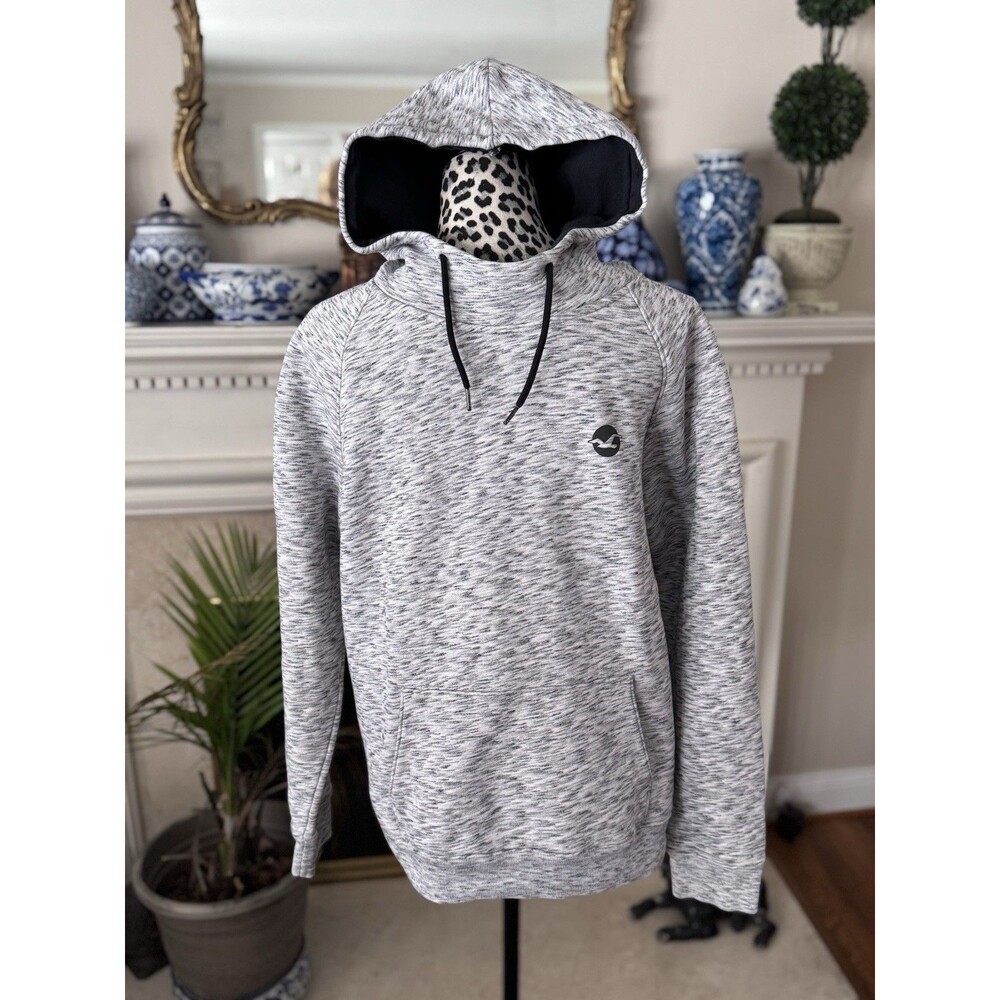 Hollister MENS Grey White Heathered Hoodie Sweatshirt Casual Athletic MENS M